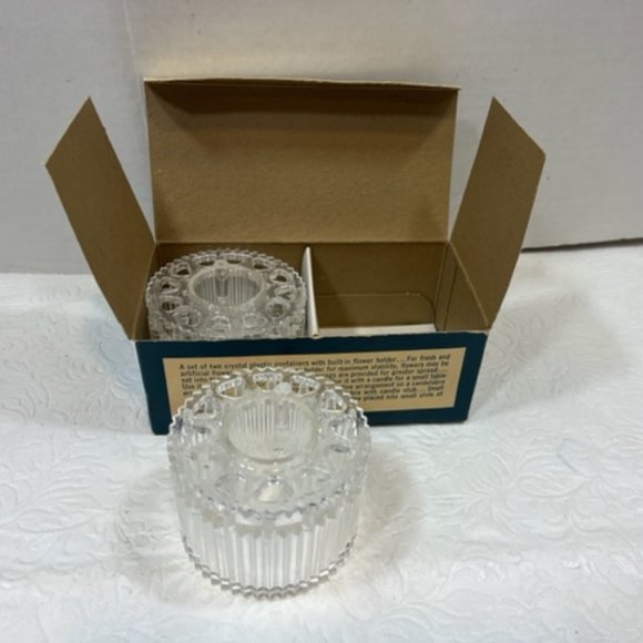 VTG 50's Flower Fashioner Set of 2 Crystal Plastic Flower Candle Holder No. 650 - Picture 5 of 9